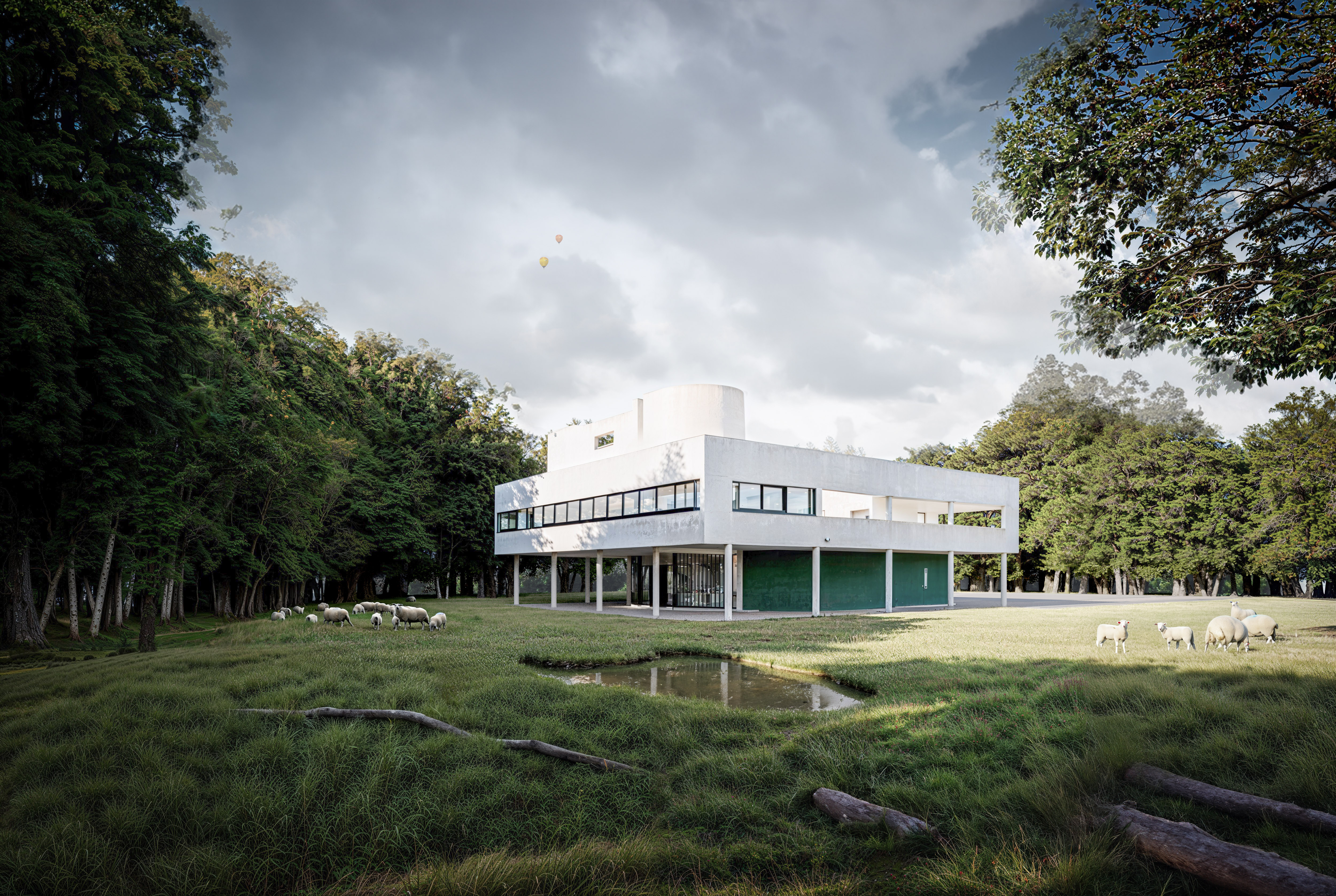 Villa Savoye_Perspective 3D extérieure_Visualisation architecturale